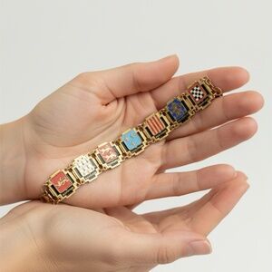 Vintage French Charm Bracelet - Brass